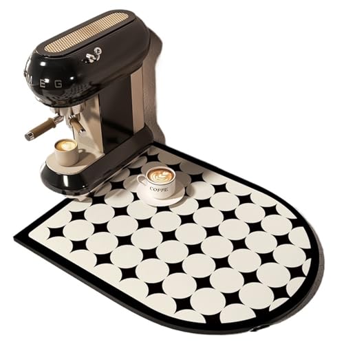 PPQIRU Kaffeemaschine Abtropfmatte 2 stücke Kaffeemaschine Matte Wasserdicht Küche Teller Trocknen Matten Saugfähigen Ablauf Pad Schnell Trocknend Geschirr Wasserhahn Teppich(Black White,40x60cm) von PPQIRU
