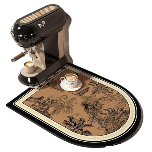 PPQIRU Kaffeemaschine Abtropfmatte 2 stücke Kaffeemaschine Matte Wasserdicht Küche Teller Trocknen Matten Saugfähigen Ablauf Pad Schnell Trocknend Geschirr Wasserhahn Teppich(Brown,50x60cm) von PPQIRU