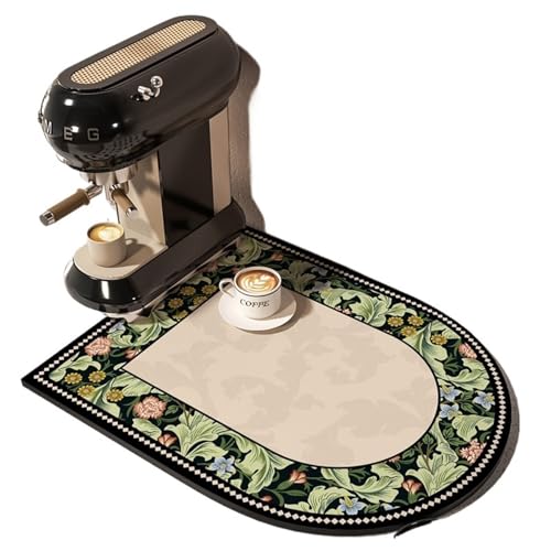 PPQIRU Kaffeemaschine Abtropfmatte 2 stücke Kaffeemaschine Matte Wasserdicht Küche Teller Trocknen Matten Saugfähigen Ablauf Pad Schnell Trocknend Geschirr Wasserhahn Teppich(Green,30x40cm) von PPQIRU