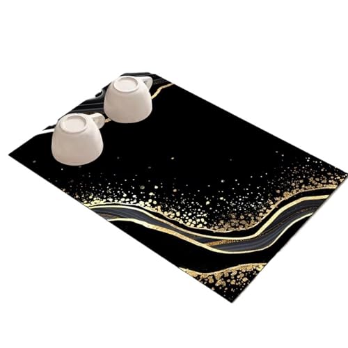PPQIRU Kaffeemaschine Abtropfmatte 2 stücke Küche Ablassen Matte Saugfähigen Geschirr Pad Kaffee Teller Trocknen Waschbecken Waschtisch Tischset Bad Ablauf(Black A,40x50cm) von PPQIRU