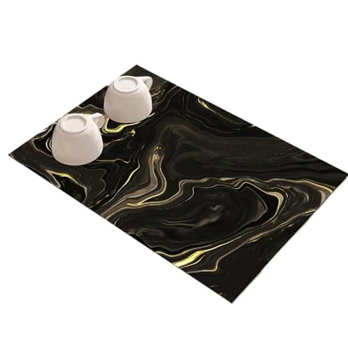 PPQIRU Kaffeemaschine Abtropfmatte 2 stücke Küche Ablassen Matte Saugfähigen Geschirr Pad Kaffee Teller Trocknen Waschbecken Waschtisch Tischset Bad Ablauf(Black b,30x40cm) von PPQIRU