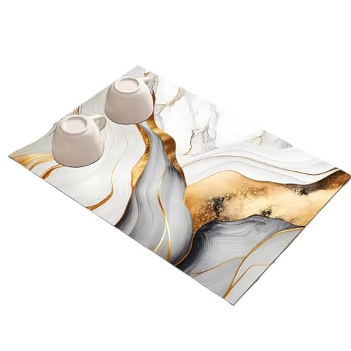 PPQIRU Kaffeemaschine Abtropfmatte 2 stücke Küche Ablassen Matte Saugfähigen Geschirr Pad Kaffee Teller Trocknen Waschbecken Waschtisch Tischset Bad Ablauf(Light Grey,30x40cm) von PPQIRU
