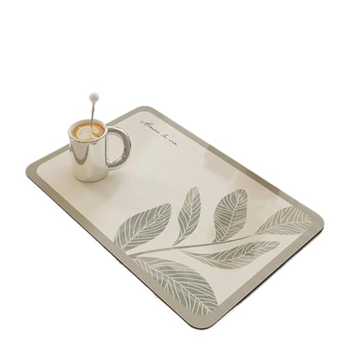 PPQIRU Kaffeemaschine Abtropfmatte 2 stücke Küche Ablauf Pad Abtropfgestell Matte Gedruckt Teppiche Saugfähigen Geschirr Tischset Kaffee Matten(White,40X50cm) von PPQIRU