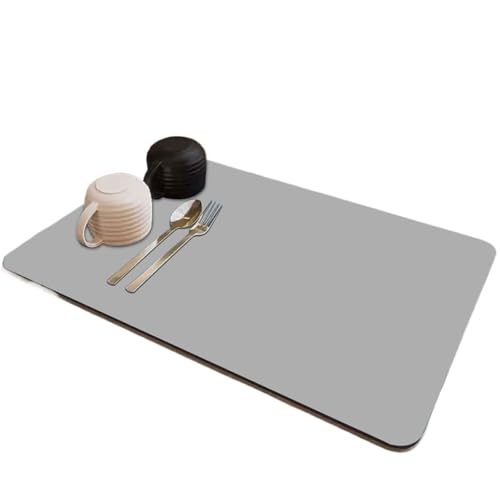 PPQIRU Kaffeemaschine Abtropfmatte 2 stücke Küche Entwässerung Pad Kieselalgen Schlamm Wasser Absorption Kaffee Gericht Arbeitsplatte Trocknen Matte(Grey,40X60cm) von PPQIRU