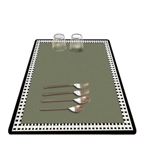 PPQIRU Kaffeemaschine Abtropfmatte 2 stücke Küche Geschirr Tischset Schnell Trocknend Kaffee Maker Matte Bar Zähler Teller Trocknen Matten Ablassen Pad(Green,30x50cm) von PPQIRU