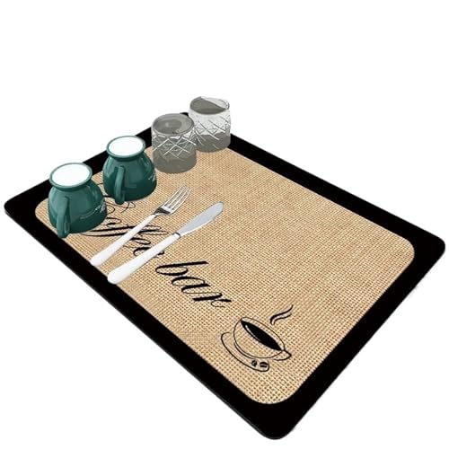 PPQIRU Kaffeemaschine Abtropfmatte 2 stücke Küche Saugfähigen Ablassen Matte Kaffee Gericht Große Trocknen Schnell Trocknend Bad Ablauf Pad Wasserhahn Tischset(Beige,40x60cm) von PPQIRU