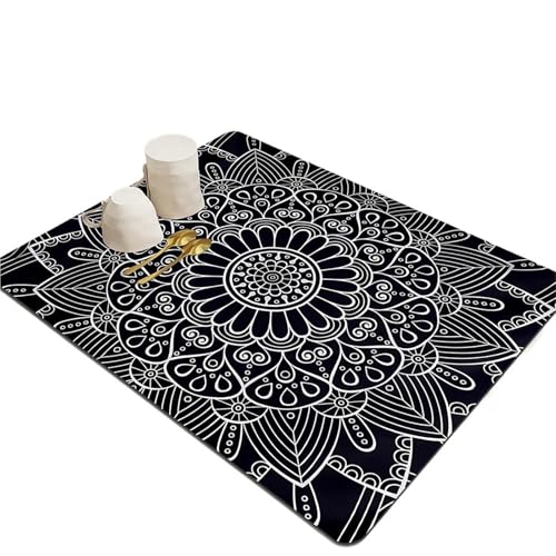 PPQIRU Kaffeemaschine Abtropfmatte 2 stücke Küche Zubehör Saugfähigen Teller Trocknen Matte Kaffeemaschine Geschirr Ablauf Pad Untersetzer(Black,40x50cm) von PPQIRU