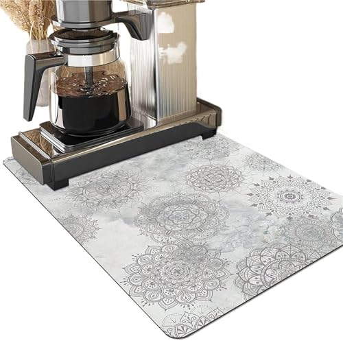 PPQIRU Kaffeemaschine Abtropfmatte 2 stücke Küche Zubehör Saugfähigen Teller Trocknen Matte Kaffeemaschine Geschirr Ablauf Pad Untersetzer(Silver,30x40 cm) von PPQIRU