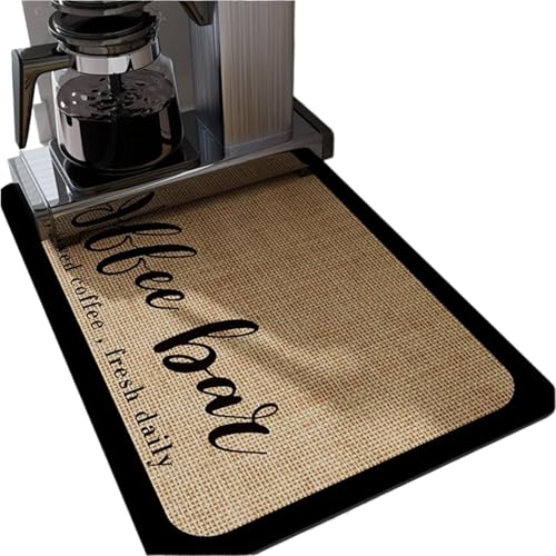 PPQIRU Kaffeemaschine Abtropfmatte 2 stücke Saugfähige Kaffee Matte Ablassen Teller Trocknen Schnell Trocknend Bad Geschirr Gummi Gesichert Saugfähigen(Black,30x40cm) von PPQIRU