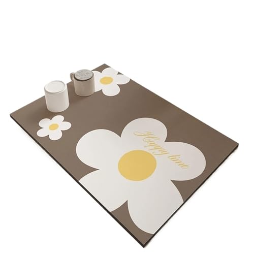 PPQIRU Kaffeemaschine Abtropfmatte 2 stücke Saugfähigen Küche Wasserhahn Matte Kaffee Teller Trocknen Matten Ablassen Pad Schnell Trocknend Geschirr Tischset(Brown,50x60cm) von PPQIRU
