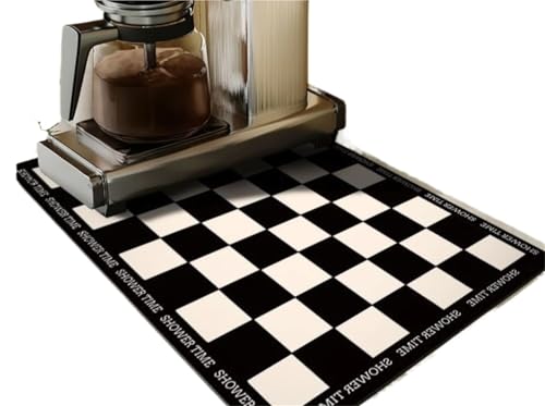 PPQIRU Kaffeemaschine Abtropfmatte 2PCS Geschirr Ablauf Matte Küche Utensilien Arbeitsplatte Saugfähigen Home Bar Bahn Keine-waschen Isolierung trocknen Tischset(Black A) von PPQIRU