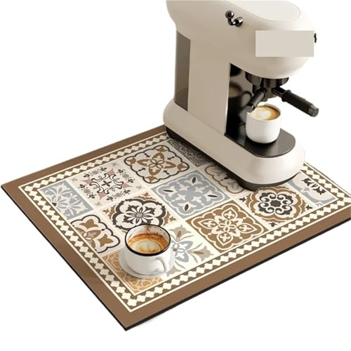 PPQIRU Kaffeemaschine Abtropfmatte 2PCS Kaffeemaschine Matte Teller Trocknen Matten for Küche Ablassen Pad Schnell Trocknend Geschirr Tischset Waschbar(Beige,40x50cm) von PPQIRU