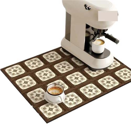 PPQIRU Kaffeemaschine Abtropfmatte 2PCS Kaffeemaschine Matte Teller Trocknen Matten for Küche Ablassen Pad Schnell Trocknend Geschirr Tischset Waschbar(Brown C,40x50cm) von PPQIRU