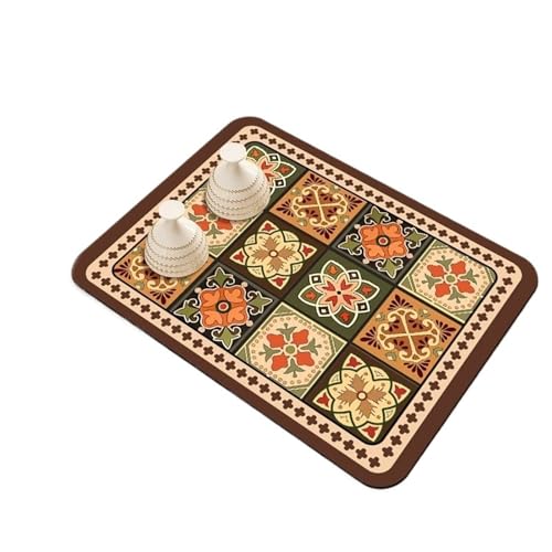 PPQIRU Kaffeemaschine Abtropfmatte 2PCS Küche Trocknen Matte Schnell Trocknend Kaffee Saugfähigen Gericht Tischset Tisch Tasse Matten Dekoration Zubehör(Deep Brown,30X40cm) von PPQIRU