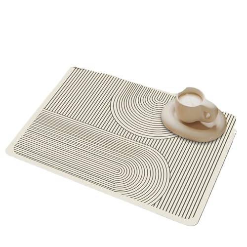 PPQIRU Kaffeemaschine Abtropfmatte 2PCS Teller Trocknen Matte Waschbecken Schutz Saugfähigen Cuttable Matten Kaffeemaschine Trocken Ablassen for Küche Zähler(Beige A,40x50cm) von PPQIRU