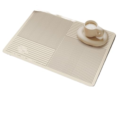 PPQIRU Kaffeemaschine Abtropfmatte 2PCS Teller Trocknen Matte Waschbecken Schutz Saugfähigen Cuttable Matten Kaffeemaschine Trocken Ablassen for Küche Zähler(Beige B,30x40cm) von PPQIRU