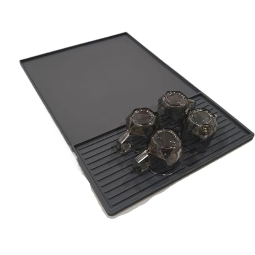PPQIRU Kaffeemaschine Abtropfmatte Kaffeemaschine Silikonmatte Silikon Kaffee Bar Tischset Multifunktionale Küche Tasse Schüssel Abtropfmatte Becherhalter(Black) von PPQIRU