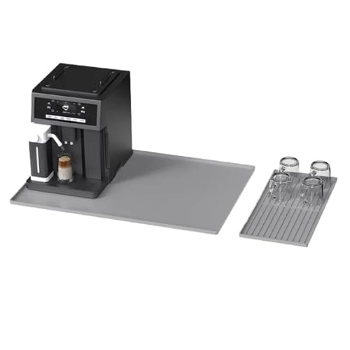 PPQIRU Kaffeemaschine Abtropfmatte Silikonmatte unter der Kaffeemaschine mit Lippe, Abtropfmatten for die Küchentheke, gummiert Kaffeemaschinenmatte(Grey) von PPQIRU