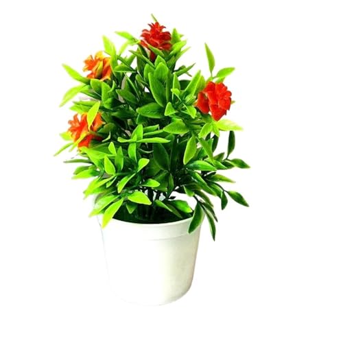 PPQIRU Künstlicher Bonsai Gefälschte Blumen Künstliche Pflanzen Simulierter Baum Büro Bonsai Topfpflanzen for Tisch Topf Ornament Garten Home Schreibtisch Dekor(Orange) von PPQIRU