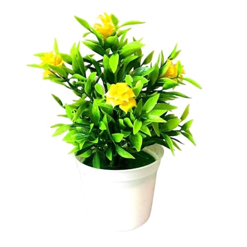 PPQIRU Künstlicher Bonsai Gefälschte Blumen Künstliche Pflanzen Simulierter Baum Büro Bonsai Topfpflanzen for Tisch Topf Ornament Garten Home Schreibtisch Dekor(Yellow) von PPQIRU