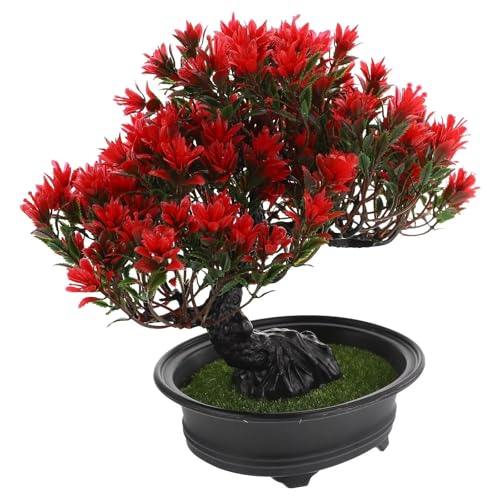 PPQIRU Künstlicher Bonsai Gefälschte Topfpflanzen Gefälschte Grünpflanze Künstliche Topfblumen Kunstpflanzen Künstlicher Baum Simulation Gästebegrüßung(Red) von PPQIRU