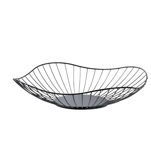 PPQIRU Obstschale Waschen Obst Hohl Ablaufkorb Eisen Obstkorb Wohnzimmer Couchtisch Netz Rot Obstteller Snack Aufbewahrungskorb(A style black) von PPQIRU