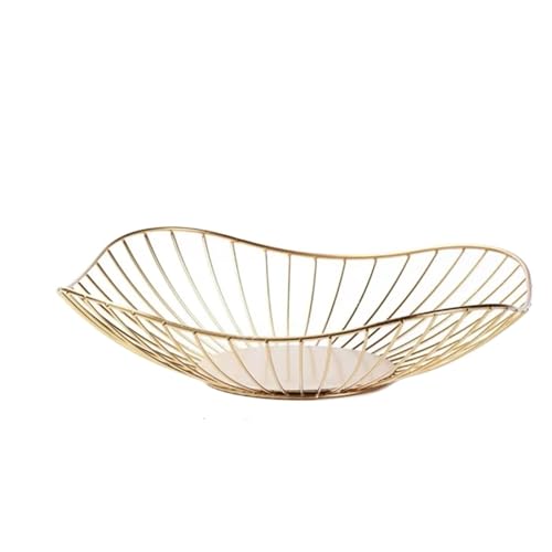 PPQIRU Obstschale Waschen Obst Hohl Ablaufkorb Eisen Obstkorb Wohnzimmer Couchtisch Netz Rot Obstteller Snack Aufbewahrungskorb(A style gold) von PPQIRU