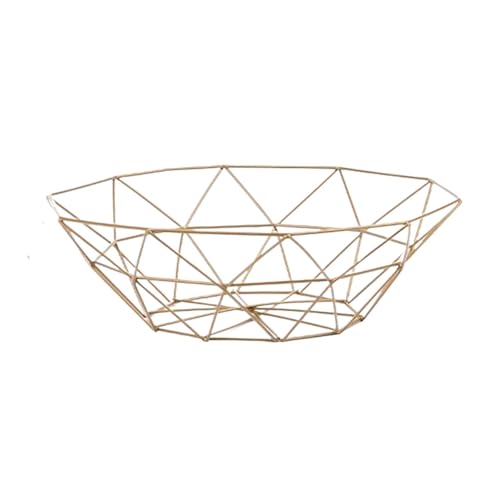 PPQIRU Obstschale Waschen Obst Hohl Ablaufkorb Eisen Obstkorb Wohnzimmer Couchtisch Netz Rot Obstteller Snack Aufbewahrungskorb(C style gold) von PPQIRU