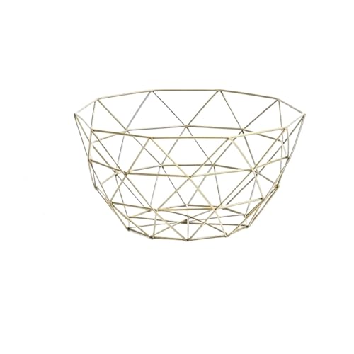 PPQIRU Obstschale Waschen Obst Hohl Ablaufkorb Eisen Obstkorb Wohnzimmer Couchtisch Netz Rot Obstteller Snack Aufbewahrungskorb(D style gold) von PPQIRU