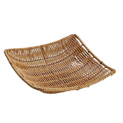 PPQIRU Rattan Obst Brot Snacks Ablage Kaffee Bar Lagerung Korb Desktop Kosmetische Kleinigkeiten Organizer Küche Lagerung Boxs(S2) von PPQIRU