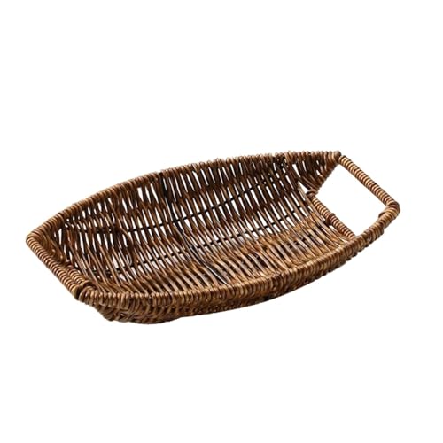 PPQIRU Rattan Obst Brot Snacks Ablage Kaffee Bar Lagerung Korb Desktop Kosmetische Kleinigkeiten Organizer Küche Lagerung Boxs(S5) von PPQIRU