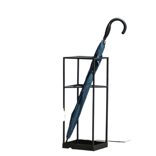 PPQIRU Regenschirmständer Aus Metall Discount Iron Landing Umbrella Stand Multi-Functional Holder for Hotel Lobby Creative Light Luxury Parasol Stand(Black) von PPQIRU