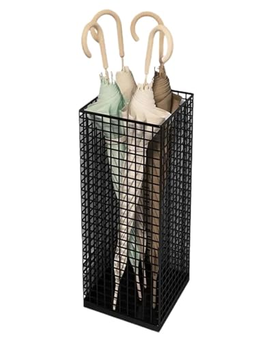 PPQIRU Regenschirmständer Aus Metall Entryway Umbrella Holder Metal Iron Storage Rack Umbrella Stands Rust-Resistant Umbrella Racks Large-Capacity for Doorway Canes(Black) von PPQIRU