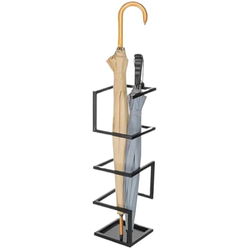 PPQIRU Regenschirmständer Aus Metall Metal Umbrella Stand Simple Iron Umbrella Stand Creative Parasol Holder High Temperature Paint Umbrella Holder Hollow Design Display Stand(Black) von PPQIRU