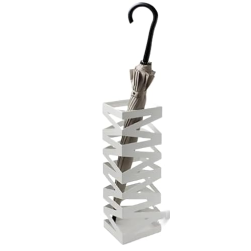 PPQIRU Regenschirmständer Aus Metall Simple Metal Hollow M-Shaped Large-Capacity Umbrella Bucket Lobby Office Home Porch Umbrella Stand Umbrella Storage Rack(White) von PPQIRU