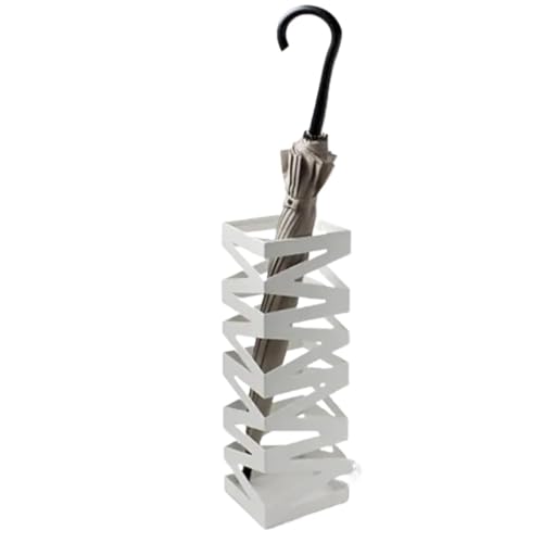 PPQIRU Regenschirmständer Aus Metall Simple Metal Hollow M-Shaped Large-Capacity Umbrella Bucket Lobby Office Home Porch Umbrella Stand Umbrella Storage Rack(White) von PPQIRU