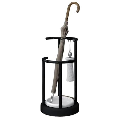 PPQIRU Regenschirmständer Aus Metall Umbrella Holder Indoor Umbrella Holders with A Drain Tray Space Saving Umbrella Basket Stable Umbrella Organizer for Outdoor(Black) von PPQIRU