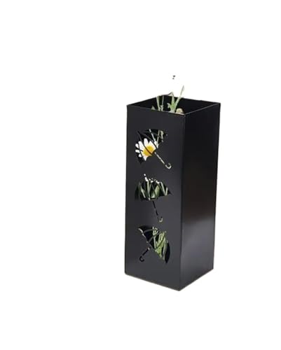 PPQIRU Regenschirmständer Aus Metall Umbrella Stand Holder Bucket Storage Organizer Cane Bins Walking Stick Rack Bin Wall Door Entryway Umbrellas Lobby Racks Holder(Black) von PPQIRU