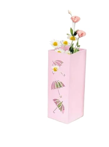 PPQIRU Regenschirmständer Aus Metall Umbrella Stand Holder Bucket Storage Organizer Cane Bins Walking Stick Rack Bin Wall Door Entryway Umbrellas Lobby Racks Holder(Pink) von PPQIRU