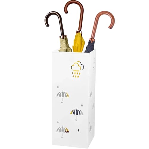 PPQIRU Regenschirmständer Aus Metall Umbrella Stand Rack Metal Umbrella Organizer Multipurpose Umbrella Storage Container Holder for Entryway Home Decor(White) von PPQIRU