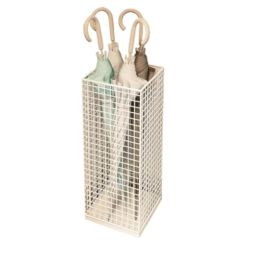 PPQIRU Regenschirmständer Aus Metall Umbrella Storage Stand Metal Iron Storage Rack Umbrella Stands Rust-Resistant Umbrella Racks Large-Capacity for Doorway Canes(White) von PPQIRU