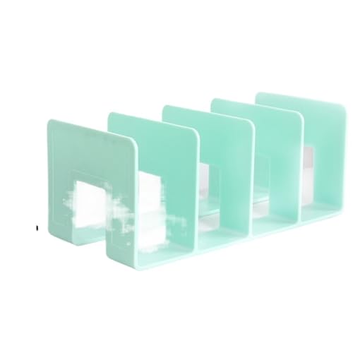 PPQIRU Schreibtisch-Bücherregal 2pcs 4 Grid Multi-Purpose Bookends Book Storage Stand Organizer Holder Desk Bookshelf for Book Magazine File Office Supplies(Green) von PPQIRU