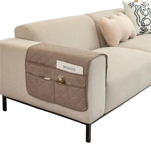 PPQIRU Sessel-Caddy for Couch, Fernbedienungshalter, Liege-Armlehnen-Organizer, rutschfest, mit Taschenaufbewahrung for Zeitschriften-Tablet(Khaki) von PPQIRU