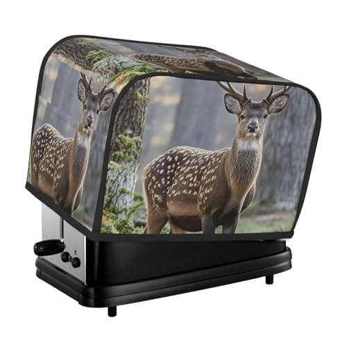 2 Scheiben Toaster-Abdeckung mit Taschen und Griff oben, kleine Brotbackmaschinen-Abdeckungen, Camouflage, Hirsch, Küche, kleine Geräte, waschbar, universelle Ofenabdeckungen von PPTHSNVB