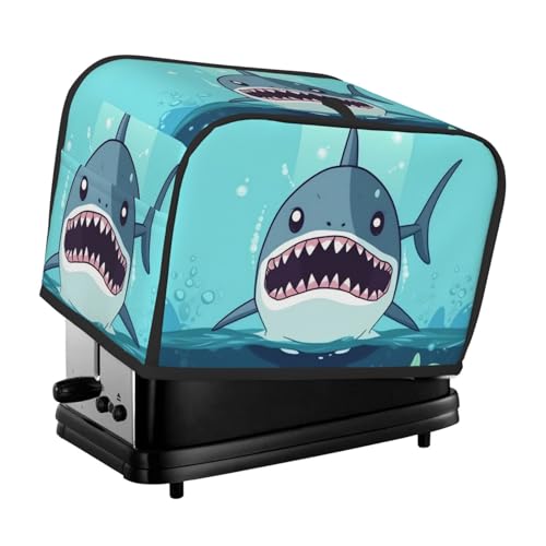 2 Scheiben Toaster-Abdeckung mit Taschen und Griff oben, kleine Brotbackmaschinen-Abdeckungen, Cartoon-Hai, schwimmend im Wasser, Küche, kleine Geräte, waschbar, universelle Ofenabdeckungen 2 Scheiben Toaster-Abdeckung mit Taschen und Griff oben, kleine Brotbackmaschinen-Abdeckungen, Cartoon-Hai, schwimmend im Wasser, Küche, kleine Geräte, waschbar, universelle Ofenabdeckungen von PPTHSNVB