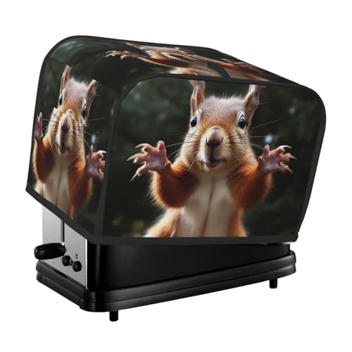 2 Scheiben Toaster-Abdeckung mit Taschen und Griff oben, kleine Brotbackmaschinen-Abdeckungen, Eichhörnchen, lustiges Tier, Küche, kleine Geräte, waschbar, universelle Ofenabdeckungen von PPTHSNVB