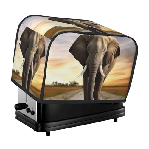 2 Scheiben Toaster-Abdeckung mit Taschen und Griff oben, kleine Brotbackmaschinen-Abdeckungen, Elefant, Walking, Küche, kleine Geräte, waschbar, universelle Ofenabdeckungen von PPTHSNVB