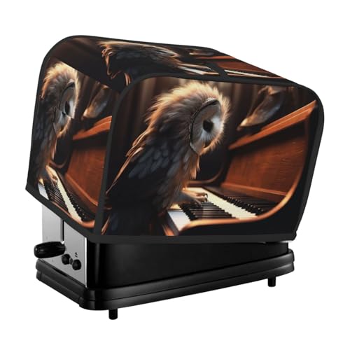 2 Scheiben Toaster-Abdeckung mit Taschen und Griff oben, kleine Brotbackmaschinen-Abdeckungen, Eule, Spiele, Klavier, Küche, kleine Geräte, waschbar, universelle Ofenabdeckungen von PPTHSNVB