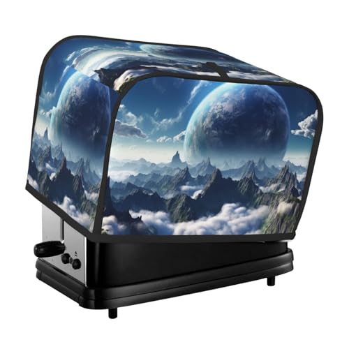 2 Scheiben Toaster-Abdeckung mit Taschen und Griff oben, kleine Brotbackmaschinen-Abdeckungen, Fantasy-Erde, Küche, kleine Geräte, waschbar, universelle Ofenabdeckungen von PPTHSNVB