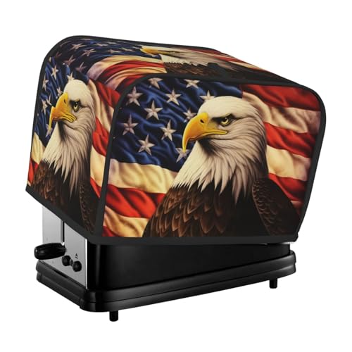 2 Scheiben Toaster-Abdeckung mit Taschen und Griff oben, kleine Brotbackmaschinen-Abdeckungen, Flagge und Adler, Küche, kleine Geräte, waschbar, universelle Ofenabdeckungen 2 Scheiben Toaster-Abdeckung mit Taschen und Griff oben, kleine Brotbackmaschinen-Abdeckungen, Flagge und Adler, Küche, kleine Geräte, waschbar, universelle Ofenabdeckungen von PPTHSNVB